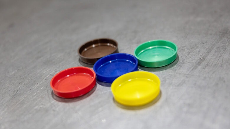 Coloured plastic tube end plugs