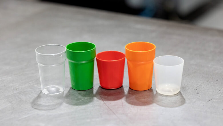 Coloured plastic tumbler cups