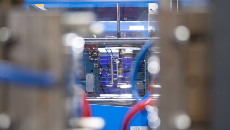 Injection moulding machine close up